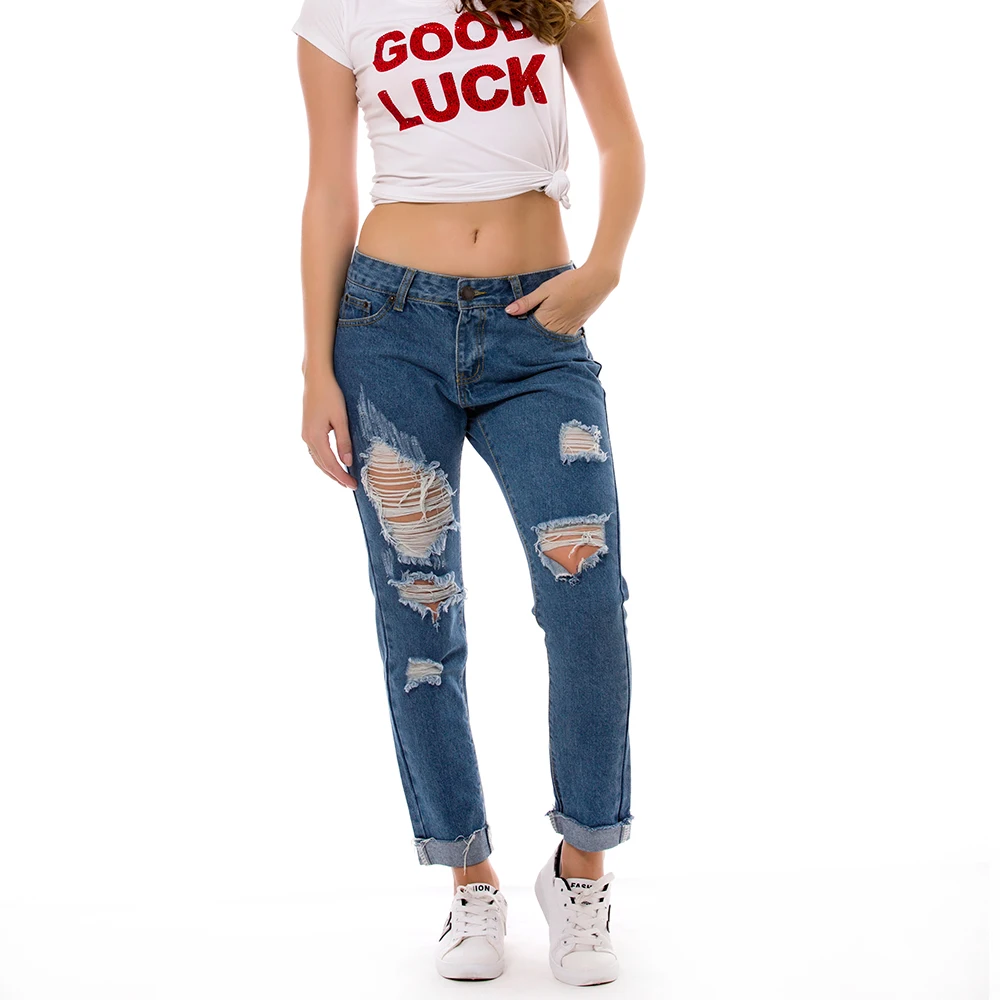 Sexy lady womens cotton ripped denim trousers straight fit pants damage jeans for women
Sexy lady womens cotton ripped denim trousers straight fit pants damage jeans for women
