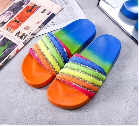 Foma SZ1780 2021 summer rhinestone rainbow colorful women slippers, White/yellow/red
Foma SZ1780 2021 summer rhinestone rainbow colorful women slippers, White/yellow/red