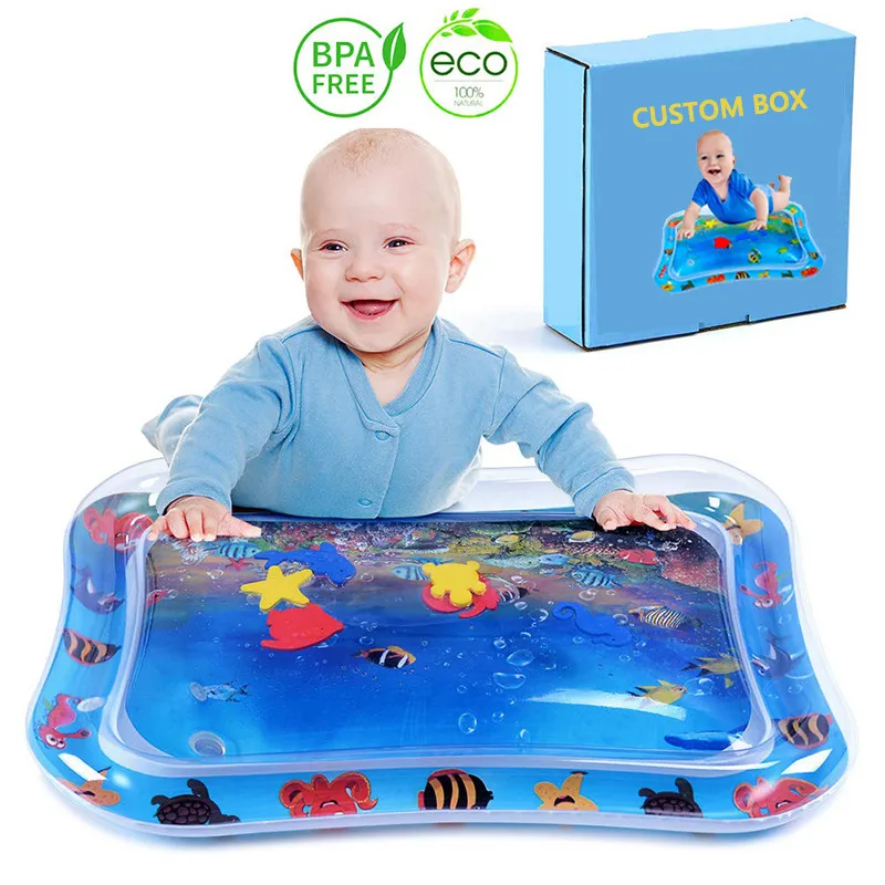 2019 Inflatable Tummy Time Water Mat Blue Infant Baby Play Mat Toy