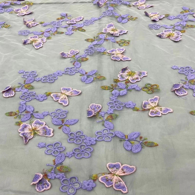 3D butterfly embroidered violet lace fabric for wedding dresses, Accept customized color
3D butterfly embroidered violet lace fabric for wedding dresses, Accept customized color