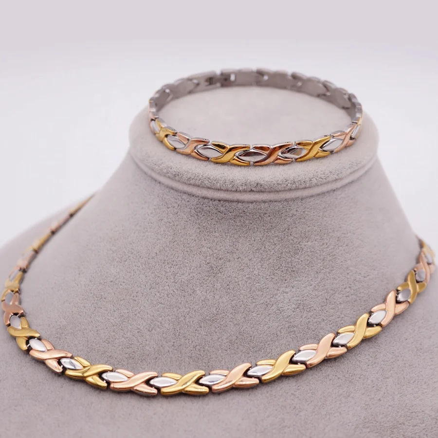 Fashion XO Heart Three Tones Chain Stainless Steel Jewelry Set for Her
Fashion XO Heart Three Tones Chain Stainless Steel Jewelry Set for Her