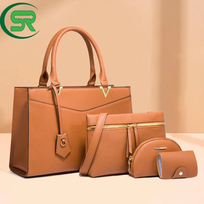 Hot Designer Luxury Elegant 4 Pieces in 1 Hand Bag Set Messenger Coin Card Bag Large Tote PU Leather Ladies Handbag Set, Customizable
Hot Designer Luxury Elegant 4 Pieces in 1 Hand Bag Set Messenger Coin Card Bag Large Tote PU Leather Ladies Handbag Set, Customizable