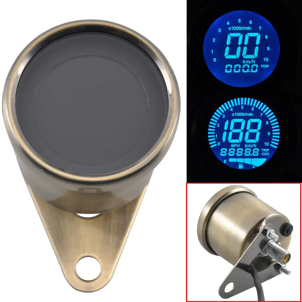 12V Backlight LCD Digital Motorcycle Speedometer Tachometer Odometer Oil Level Gauge Motorcycle Accessories Instruments New