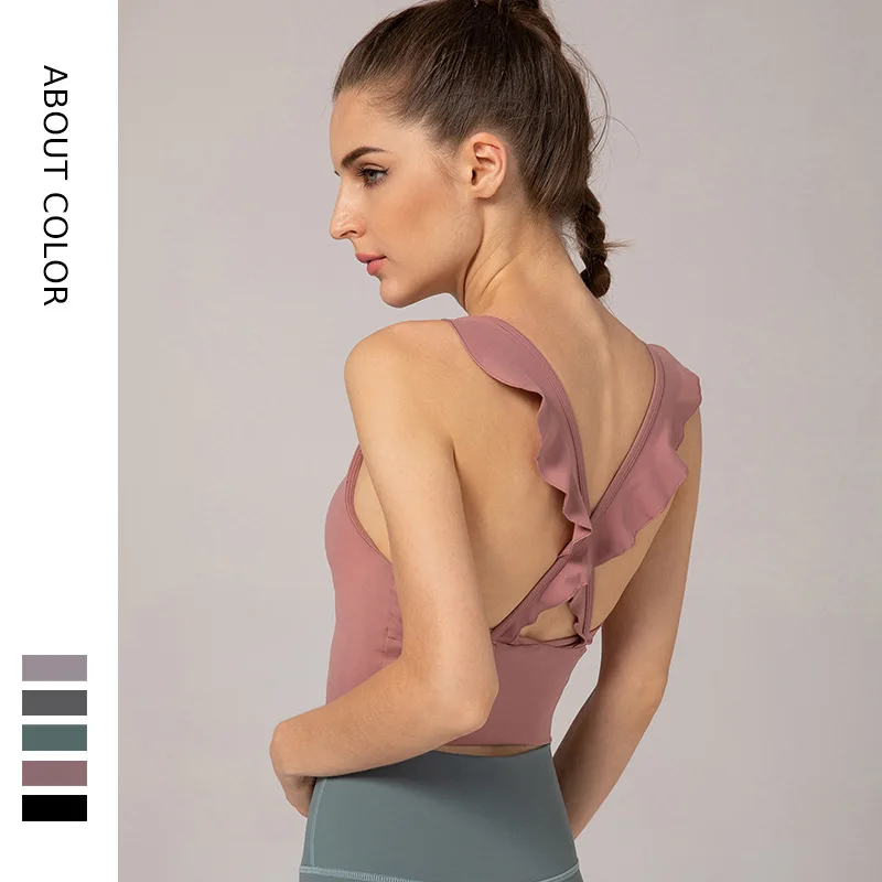 Ruffle Yoga tops sexy gym sportswear vest fitness tight sport tank top women clothing sleeveless running yoga bra, Customized colors
Ruffle Yoga tops sexy gym sportswear vest fitness tight sport tank top women clothing sleeveless running yoga bra, Customized colors