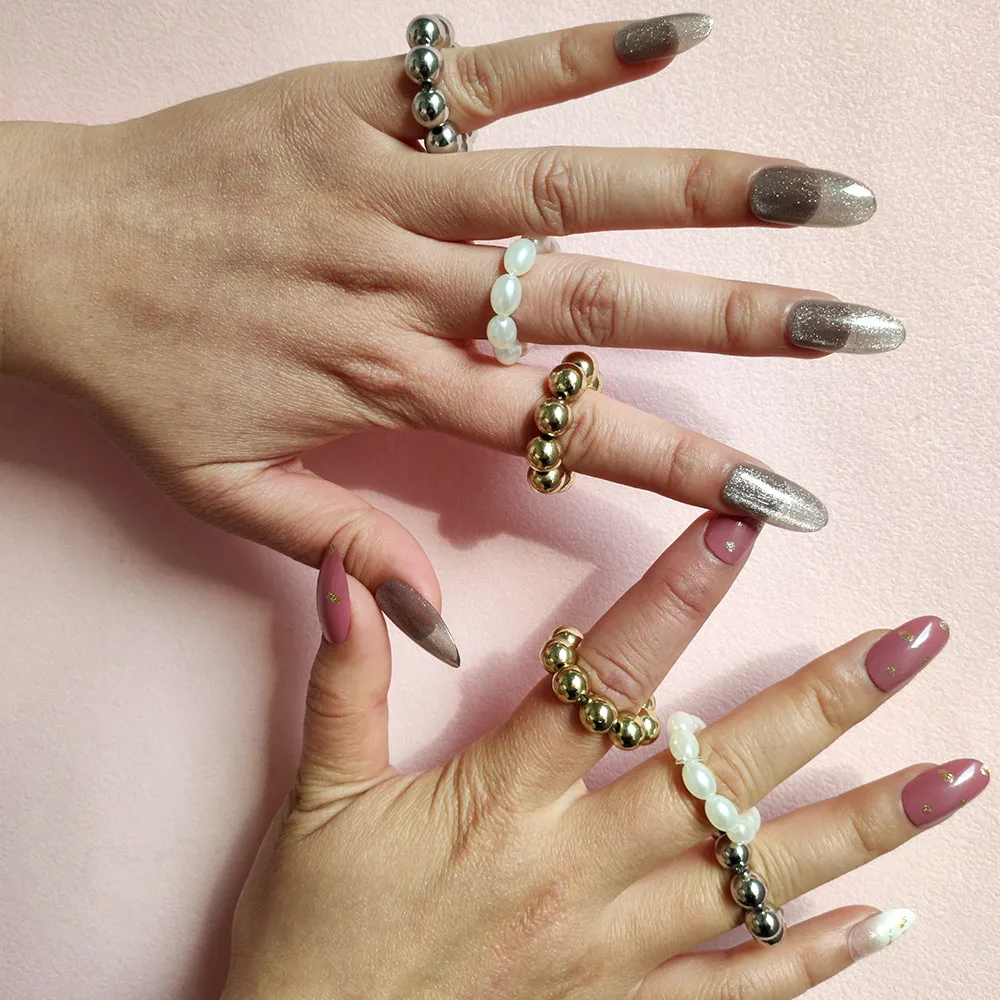 High-quality Engagement Gold Silver Color Small Beads Freshwater Pearl Link Rings For Women Beads Pearl Round Finger Rings, Gold silver plated
High-quality Engagement Gold Silver Color Small Beads Freshwater Pearl Link Rings For Women Beads Pearl Round Finger Rings, Gold silver plated