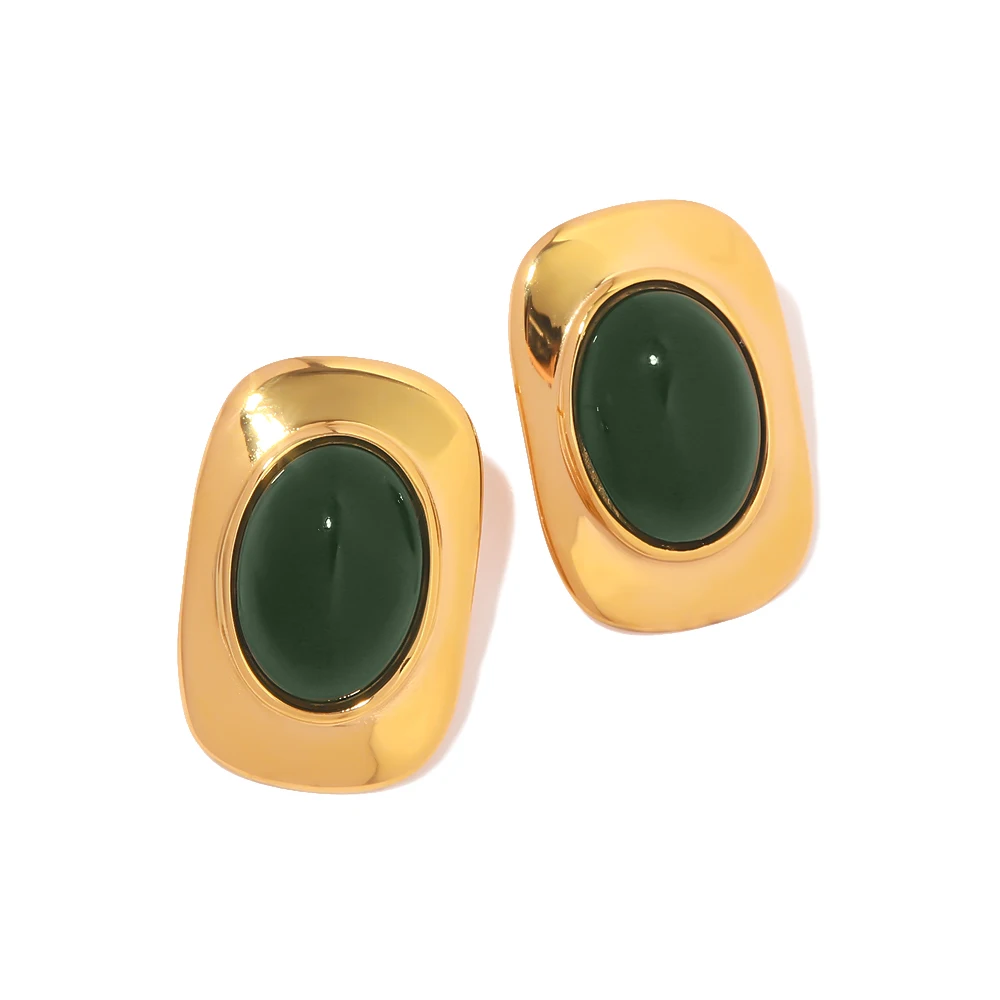 Classic Green Cat Eye Opal Shape Inlaid Stud Earring Waterproof Stainless Steel 18 k Gold Plated Jewelry
Classic Green Cat Eye Opal Shape Inlaid Stud Earring Waterproof Stainless Steel 18 k Gold Plated Jewelry