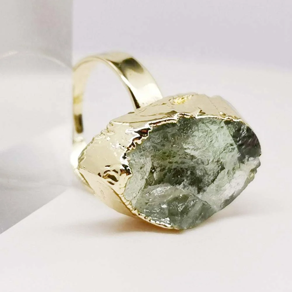 Wholesale Irregular Natural Decorative Raw Cut Green Crystal Handmade Wired Fluorite Stone Open Adjustable Gold Plated Rings, Blue
Wholesale Irregular Natural Decorative Raw Cut Green Crystal Handmade Wired Fluorite Stone Open Adjustable Gold Plated Rings, Blue