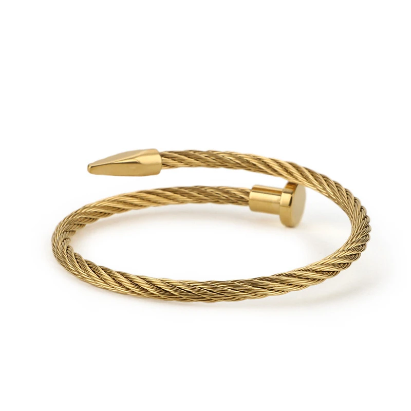 Factory Direct Sales New Simple Personality Stainless Steel Jewelry Gold Plated Nail Bracelet Bangle, As the picture
Factory Direct Sales New Simple Personality Stainless Steel Jewelry Gold Plated Nail Bracelet Bangle, As the picture