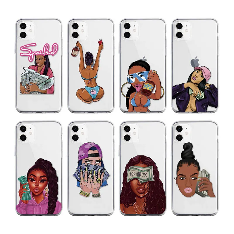 Melanin Poppin Black Woman Make Money Cover for iphone 11 12 7 8 Plus XR XS max TPU cases Black Girl Phone Case, Transparent
Melanin Poppin Black Woman Make Money Cover for iphone 11 12 7 8 Plus XR XS max TPU cases Black Girl Phone Case, Transparent
