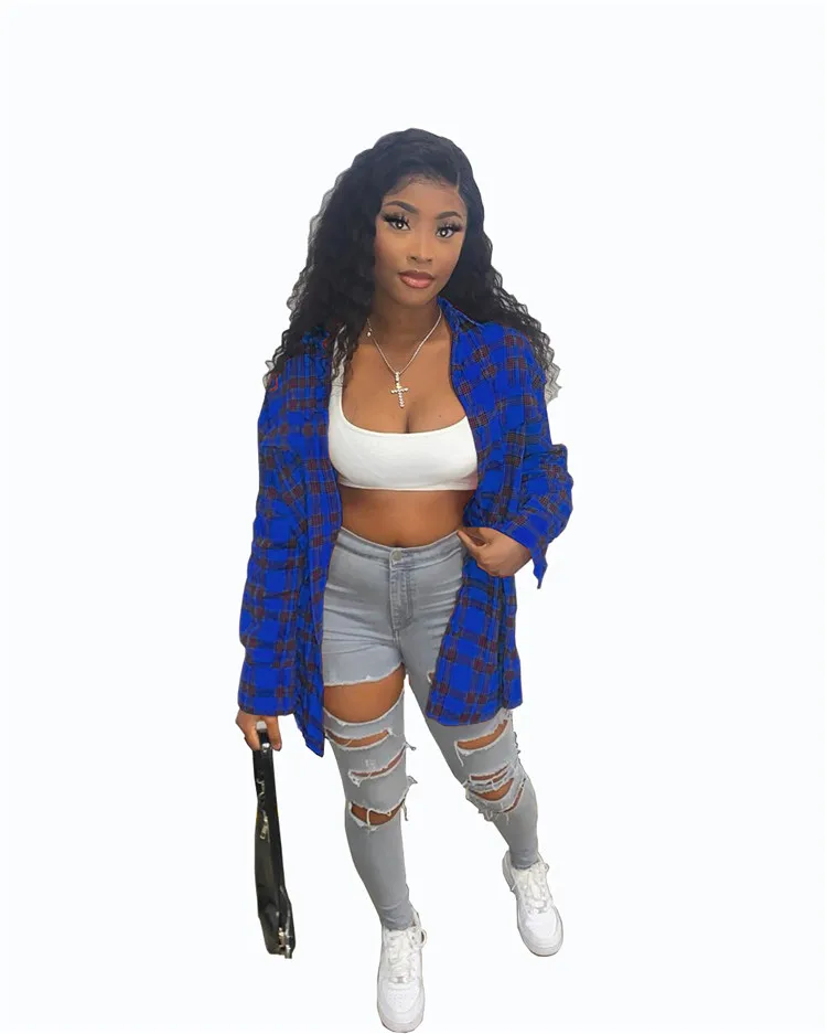 Fashion Casual Ladies Blouse Long Sleeve Loose Street Wear Plus Size Spring Women Plaid Shirt
Fashion Casual Ladies Blouse Long Sleeve Loose Street Wear Plus Size Spring Women Plaid Shirt