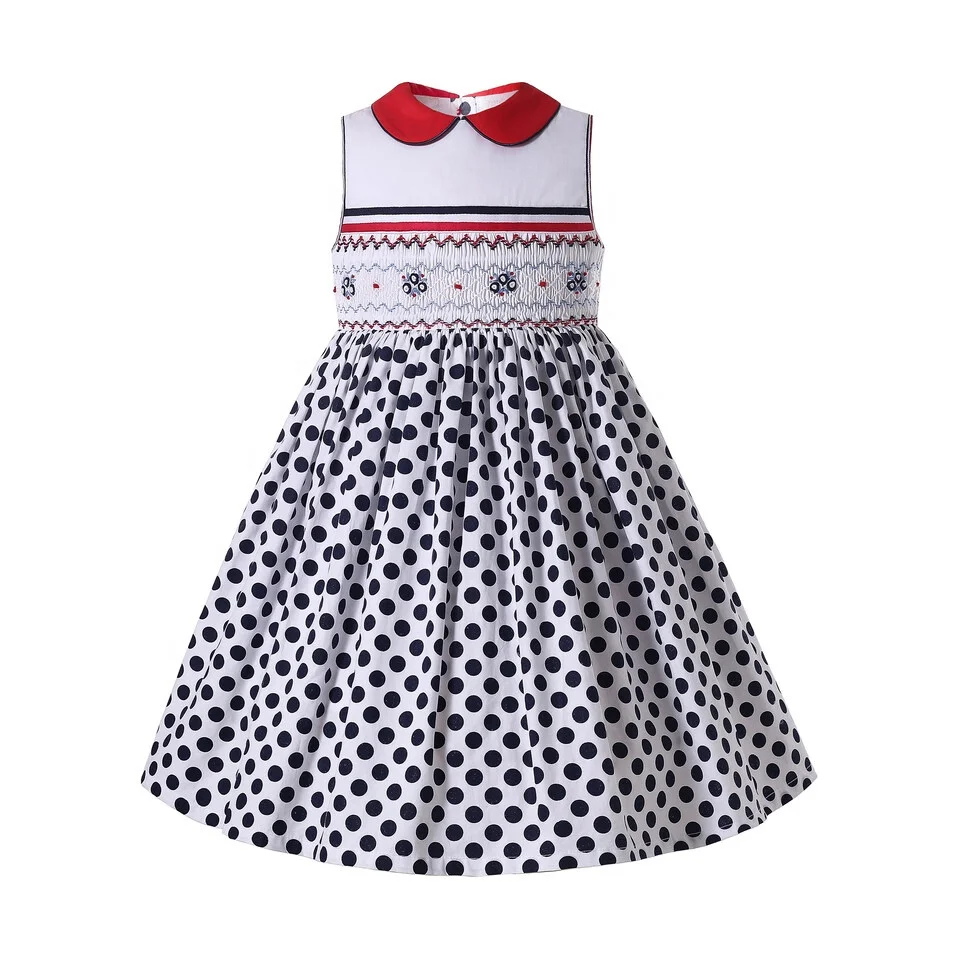 Pettigirl New Summer Smocked Dress for Girls Knee-length Polka Dot Sleeveless Dress with Embroidery
Pettigirl New Summer Smocked Dress for Girls Knee-length Polka Dot Sleeveless Dress with Embroidery