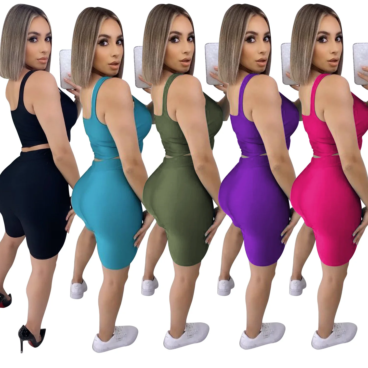 2022 Latest Design Solid Plain Color Hot Shorts And Sleeveless Crop Top Summer Sexy Two Piece Set Women Clothing
2022 Latest Design Solid Plain Color Hot Shorts And Sleeveless Crop Top Summer Sexy Two Piece Set Women Clothing