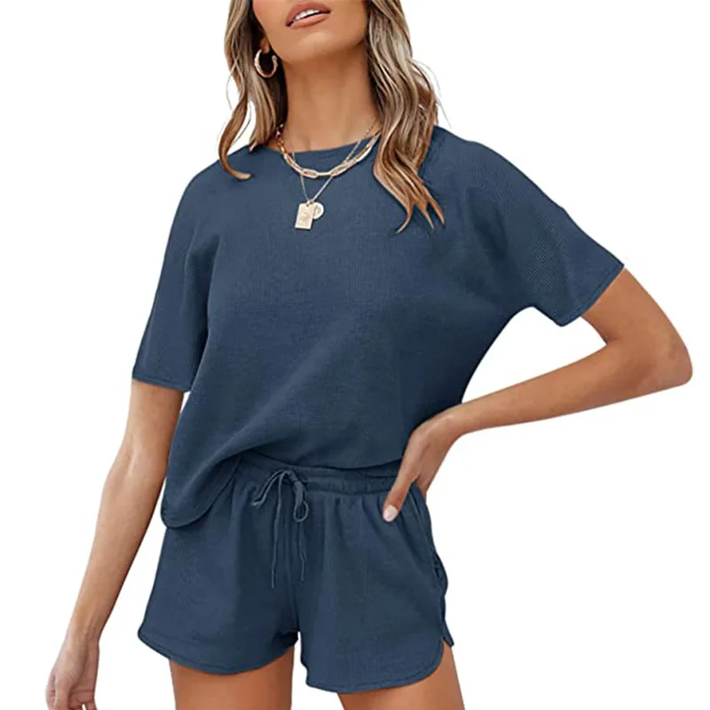 Wholesale Newest Hot Sale Short-sleeve Shorts Solid Color Casual Breathable Soft Pajamas 2 Piece Lounge Set Woman, As picture and also can make as your request
Wholesale Newest Hot Sale Short-sleeve Shorts Solid Color Casual Breathable Soft Pajamas 2 Piece Lounge Set Woman, As picture and also can make as your request