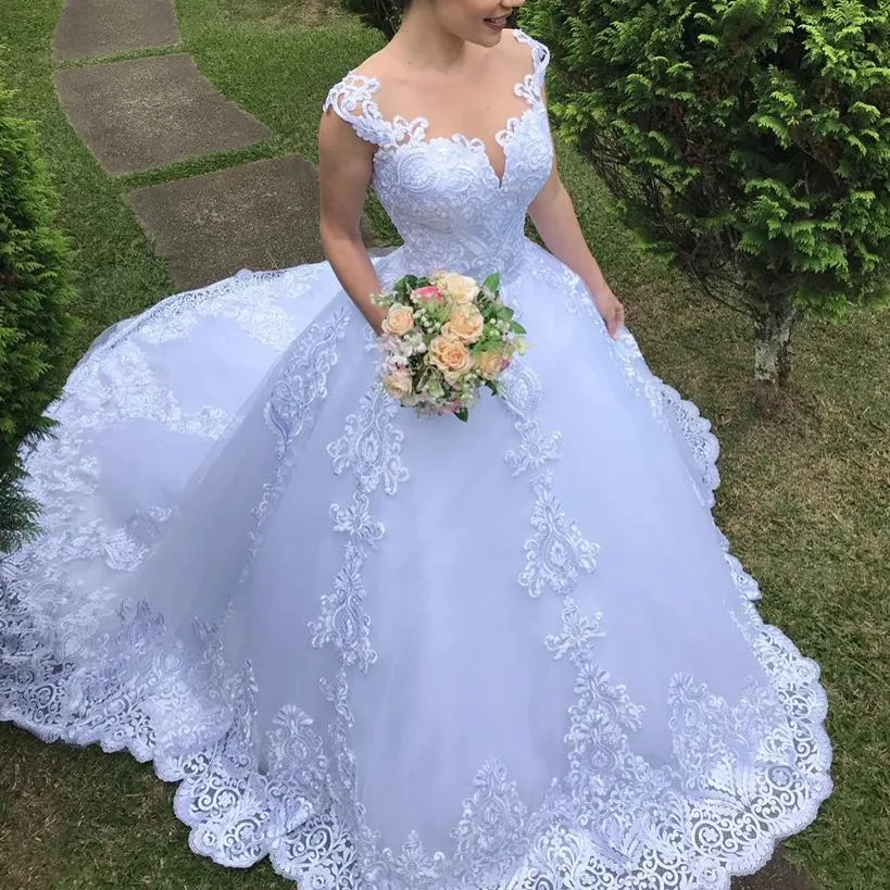 Vestido De Noiva White Backless Princess Embroidery Luxury Lace Bride Dress Tulle Marriage Women Wedding Dresses, Custom made
Vestido De Noiva White Backless Princess Embroidery Luxury Lace Bride Dress Tulle Marriage Women Wedding Dresses, Custom made