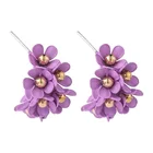 925 Silver Ear Hook Charming Purple Hoop Earrings 2020 New Design Korean Style Flower Heart Butterfly Earrings for Women