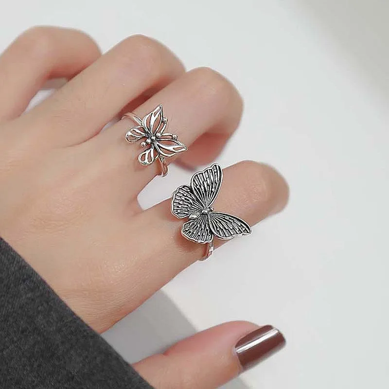 Temperament Personality Jewelry Simple Design Retro Antique Silver Hollow Butterfly Ring For Women
Temperament Personality Jewelry Simple Design Retro Antique Silver Hollow Butterfly Ring For Women