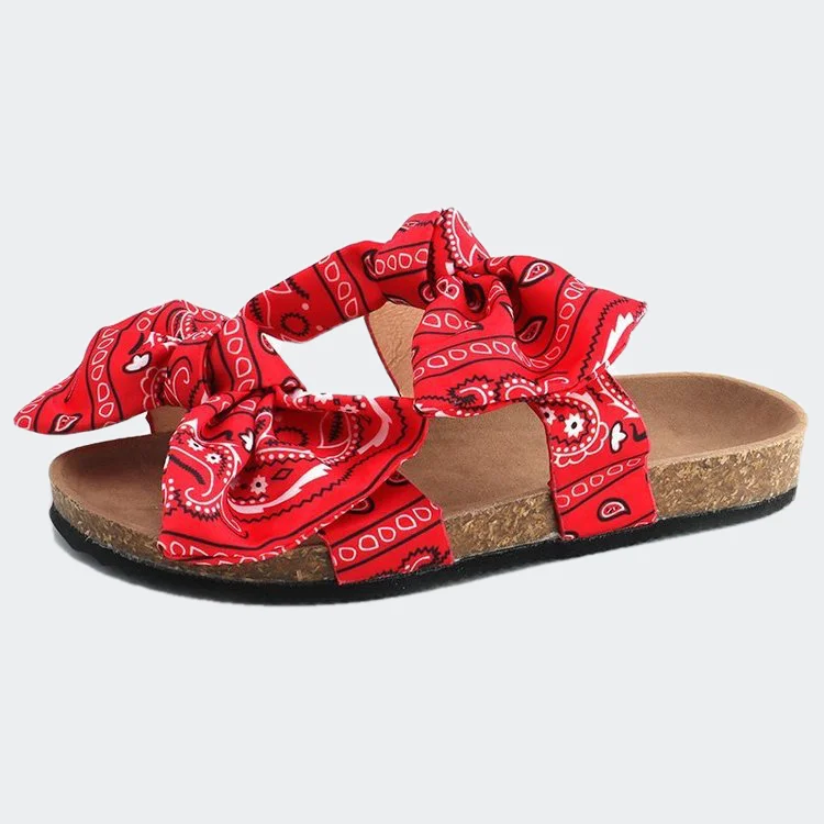 2020 toe beach bow red orange blue bandanna print sandals slippers bandana slides for women
2020 toe beach bow red orange blue bandanna print sandals slippers bandana slides for women