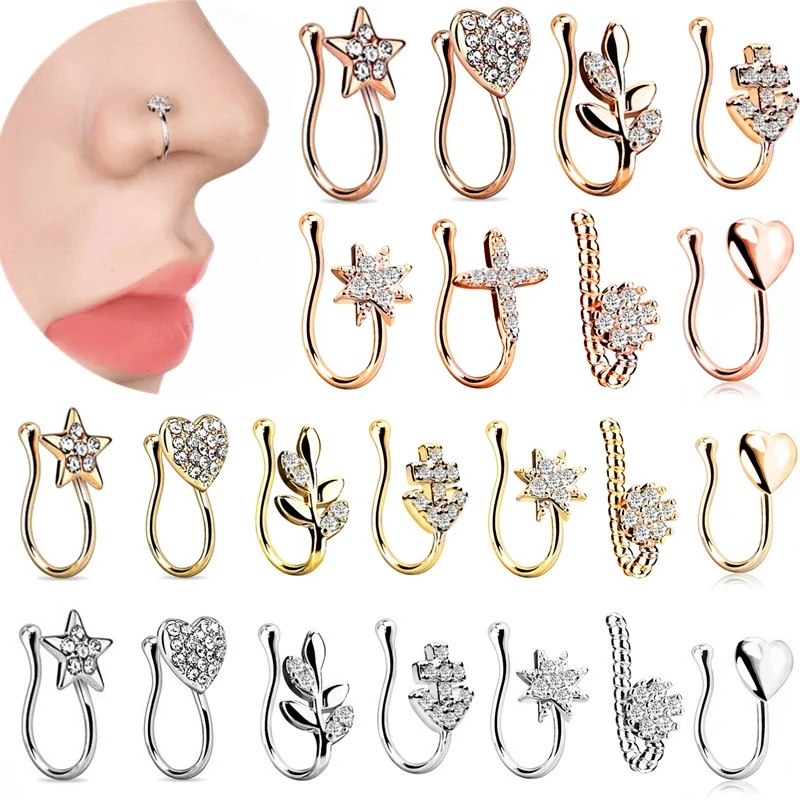 Stainless Steel Heart Clip On Nose Ring Star Fake Nose Piercing Clip On Cross Nose Clip Fake Jewelry Faux Piercing Nez
Stainless Steel Heart Clip On Nose Ring Star Fake Nose Piercing Clip On Cross Nose Clip Fake Jewelry Faux Piercing Nez