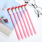 Fashion Cartoon Silicone Red Head Cock Black Plastic Gel Pen For School Office