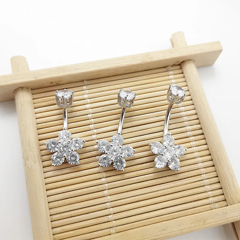 HYHB908 S925 silver belly button ring, diamond-studded zircon flower belly button nail, human body piercing jewelry
HYHB908 S925 silver belly button ring, diamond-studded zircon flower belly button nail, human body piercing jewelry