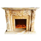 Modern Flower Carved Marble Onyx Fireplace Mantel Surround Low Price
