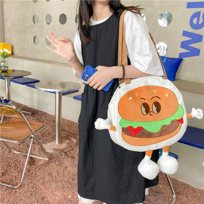 New Cute Cartoon Hamburger Shoulder Bag Girl Soft large canvas trendy messenger Shoulder Handbag Tote Bags Women Hand bags, 2 colors
New Cute Cartoon Hamburger Shoulder Bag Girl Soft large canvas trendy messenger Shoulder Handbag Tote Bags Women Hand bags, 2 colors
