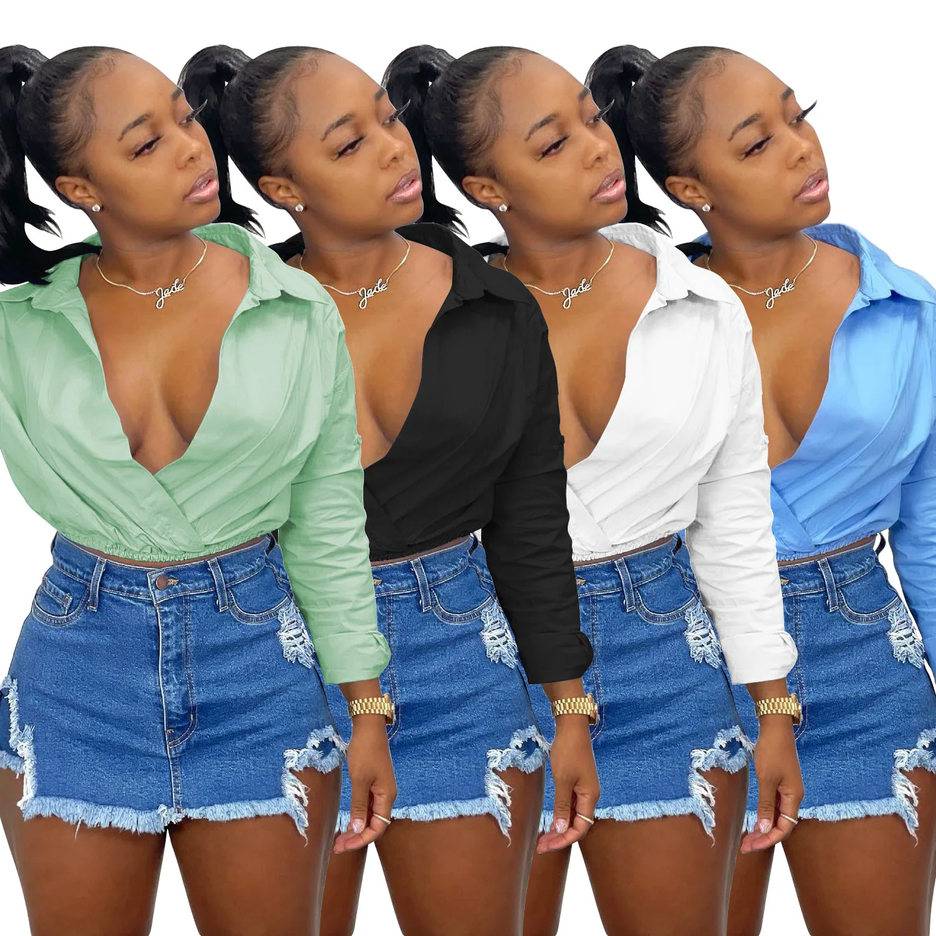 OR-M6558 Summer Women's Personality Cute Long Sleeve Blouse Tops Shrinkable Shirts for Women, As pics
OR-M6558 Summer Women's Personality Cute Long Sleeve Blouse Tops Shrinkable Shirts for Women, As pics