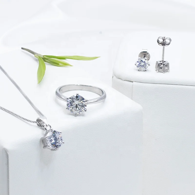 1ct ring earring necklace jewelry set wholesale 925 sterling silver white gold plated moissanite jewelry set for women
1ct ring earring necklace jewelry set wholesale 925 sterling silver white gold plated moissanite jewelry set for women