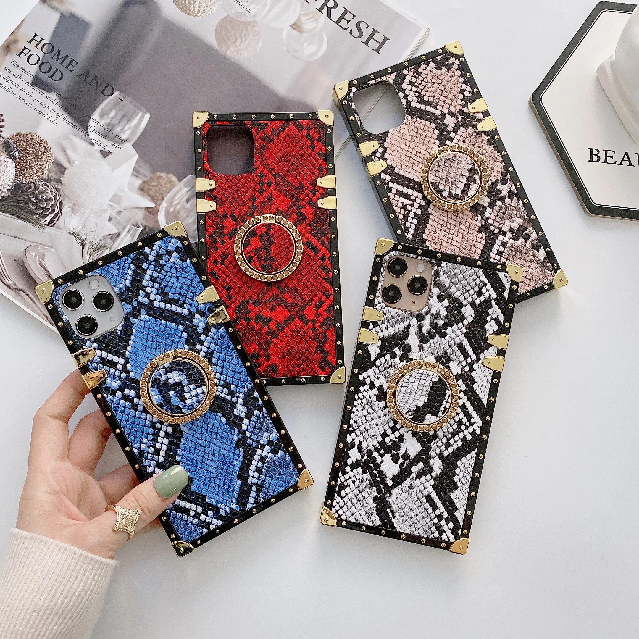 Women square luxury snake ring mobile phone cases leather for iphone 12 pro max cover for iphone 12
Women square luxury snake ring mobile phone cases leather for iphone 12 pro max cover for iphone 12