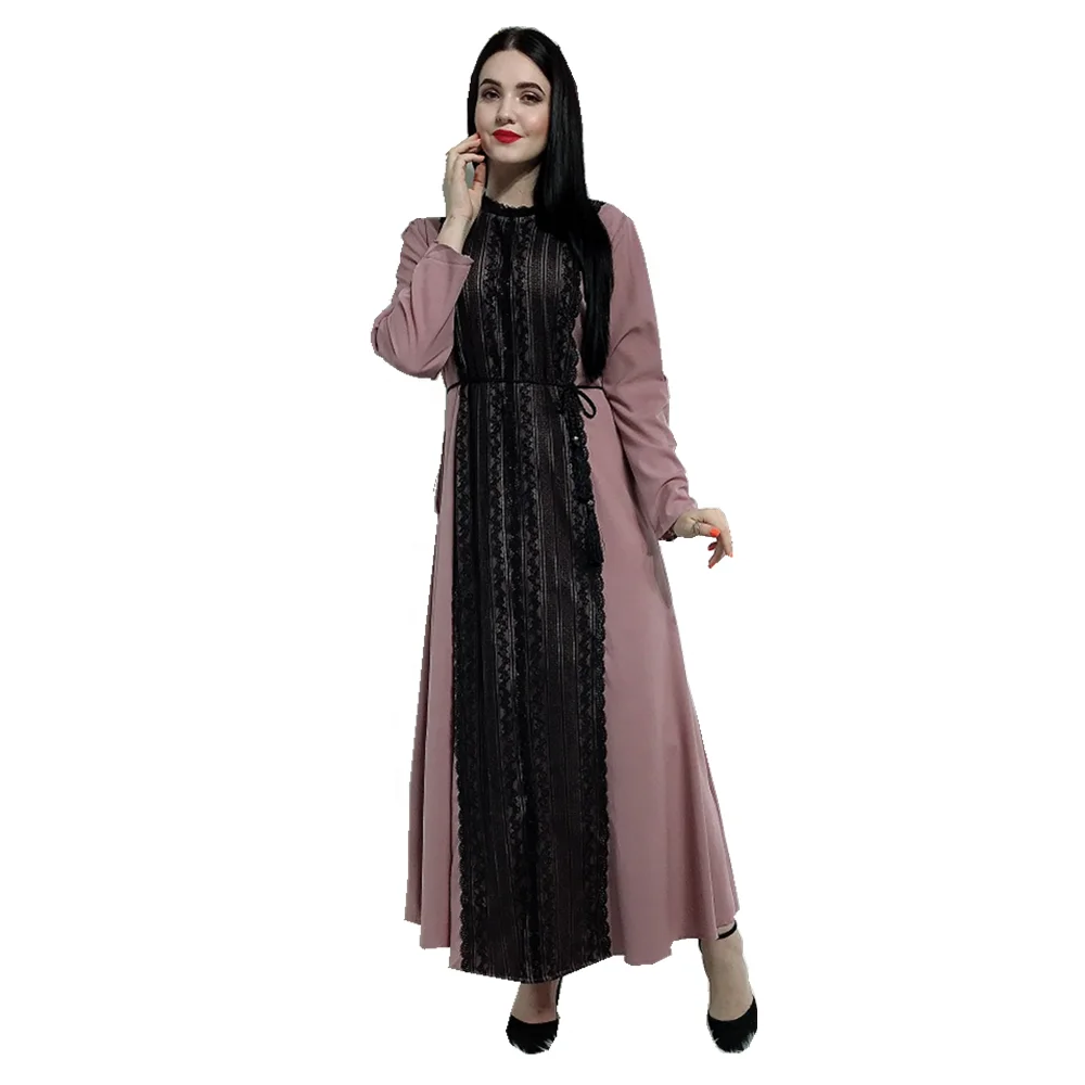 2019 new arrival simple style crepe with lace abaya muslim dresses for women, Black
2019 new arrival simple style crepe with lace abaya muslim dresses for women, Black