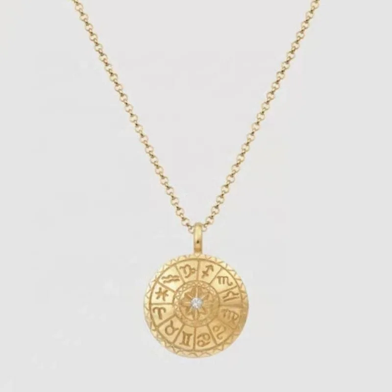 high end pvd 18K Gold Plated Relief Coin Pendant Choker Stainless Steel 12 constellation signs pendant necklace
high end pvd 18K Gold Plated Relief Coin Pendant Choker Stainless Steel 12 constellation signs pendant necklace