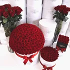 Waterproof recyclable cardboard rolled edge square round flower boxes luxury round hat box for flowers with lid