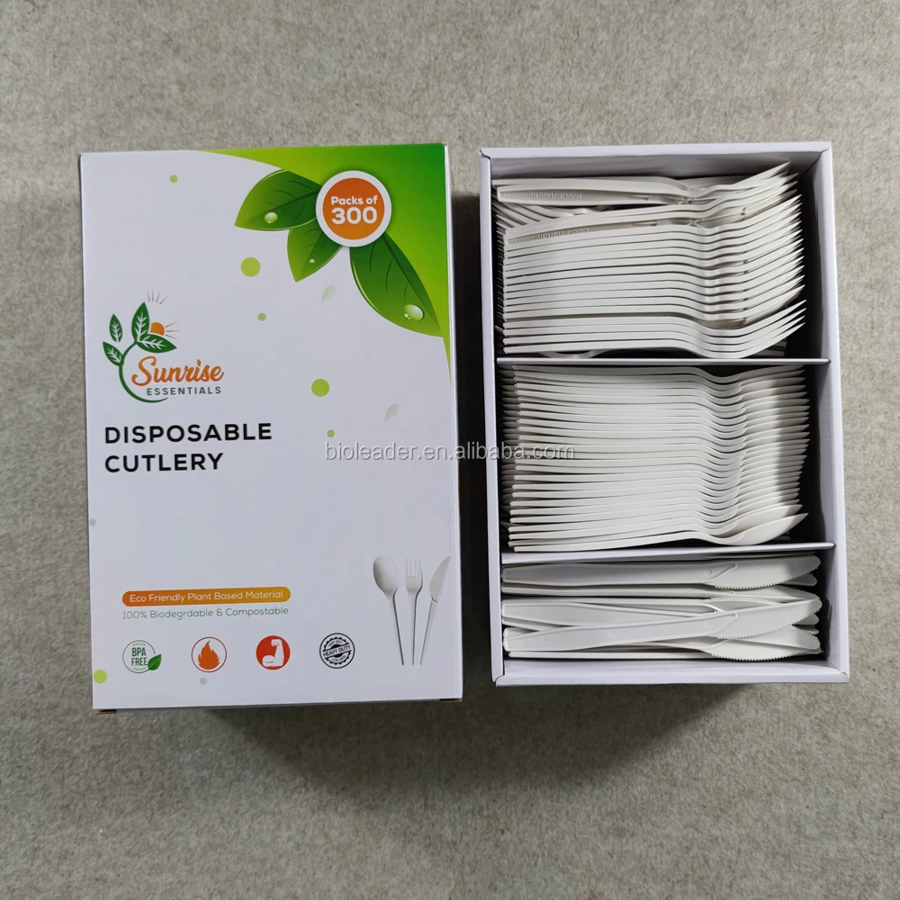 Biodegradable Disposable Cornstarch Plastic Cutlery Set