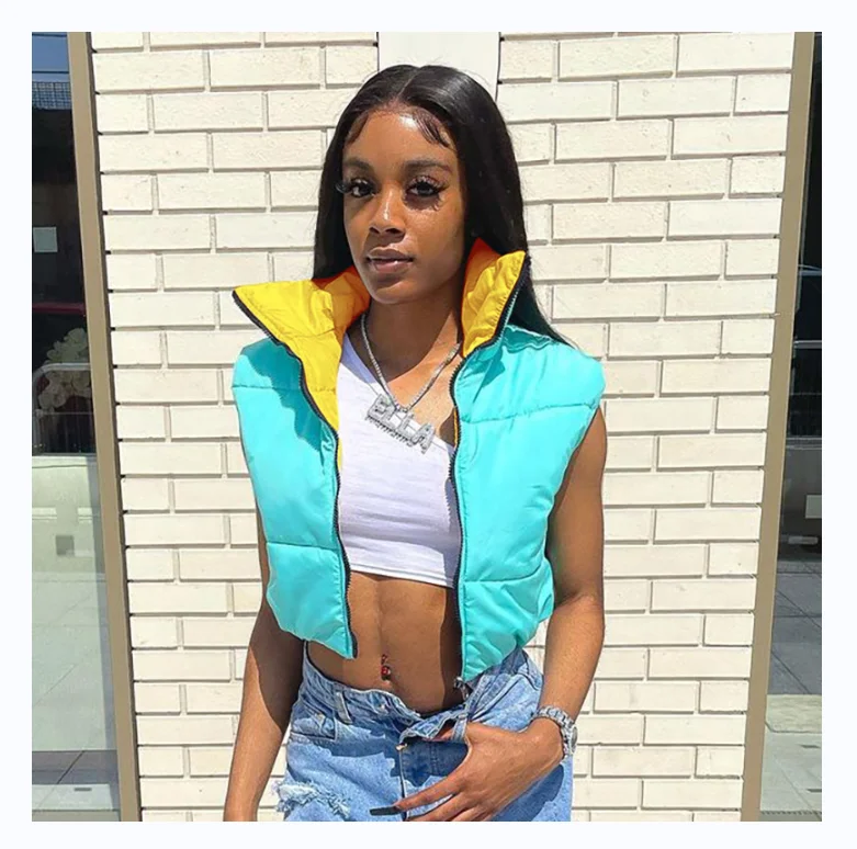 JY Women 2021 winter contrast color sleeveless vest fall bubble jackets casual bread padded puffer jacket, Picture
JY Women 2021 winter contrast color sleeveless vest fall bubble jackets casual bread padded puffer jacket, Picture
