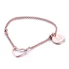 925 Sterling Silver Personalized Letter Engraved Disc Heart Shaped Initial Bracelet For Women Jewelry 2020
