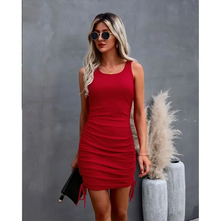 PEARL Summer Sleeveless Solid Color Side String Crew Neck Women Casual Dress Summer Dresses 2021
PEARL Summer Sleeveless Solid Color Side String Crew Neck Women Casual Dress Summer Dresses 2021