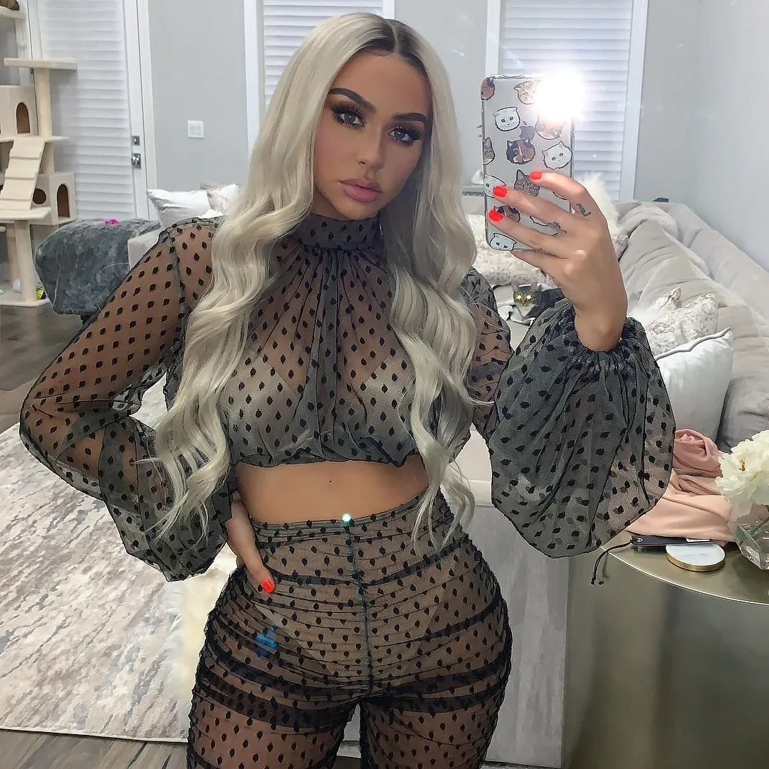 2021 Sexy Dot See Through Sheer Mesh Two Piece Set Crop Top and Pant Matching Suits Party Club Birthday Outfits for Women
2021 Sexy Dot See Through Sheer Mesh Two Piece Set Crop Top and Pant Matching Suits Party Club Birthday Outfits for Women