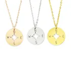 Round Hollow Jewelry Gift Gold Rose gold DIY Mirror Polished Stainless Steel Compass Pendants Necklace