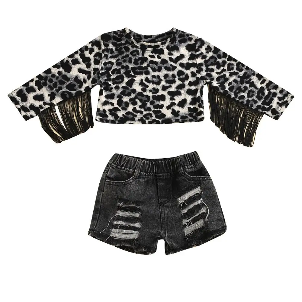 Spring 2021 leopard print round neck long sleeved tassel top denim shorts two pieces set baby girl baby clothes for casual, As pic shows, we can according to your request also
Spring 2021 leopard print round neck long sleeved tassel top denim shorts two pieces set baby girl baby clothes for casual, As pic shows, we can according to your request also