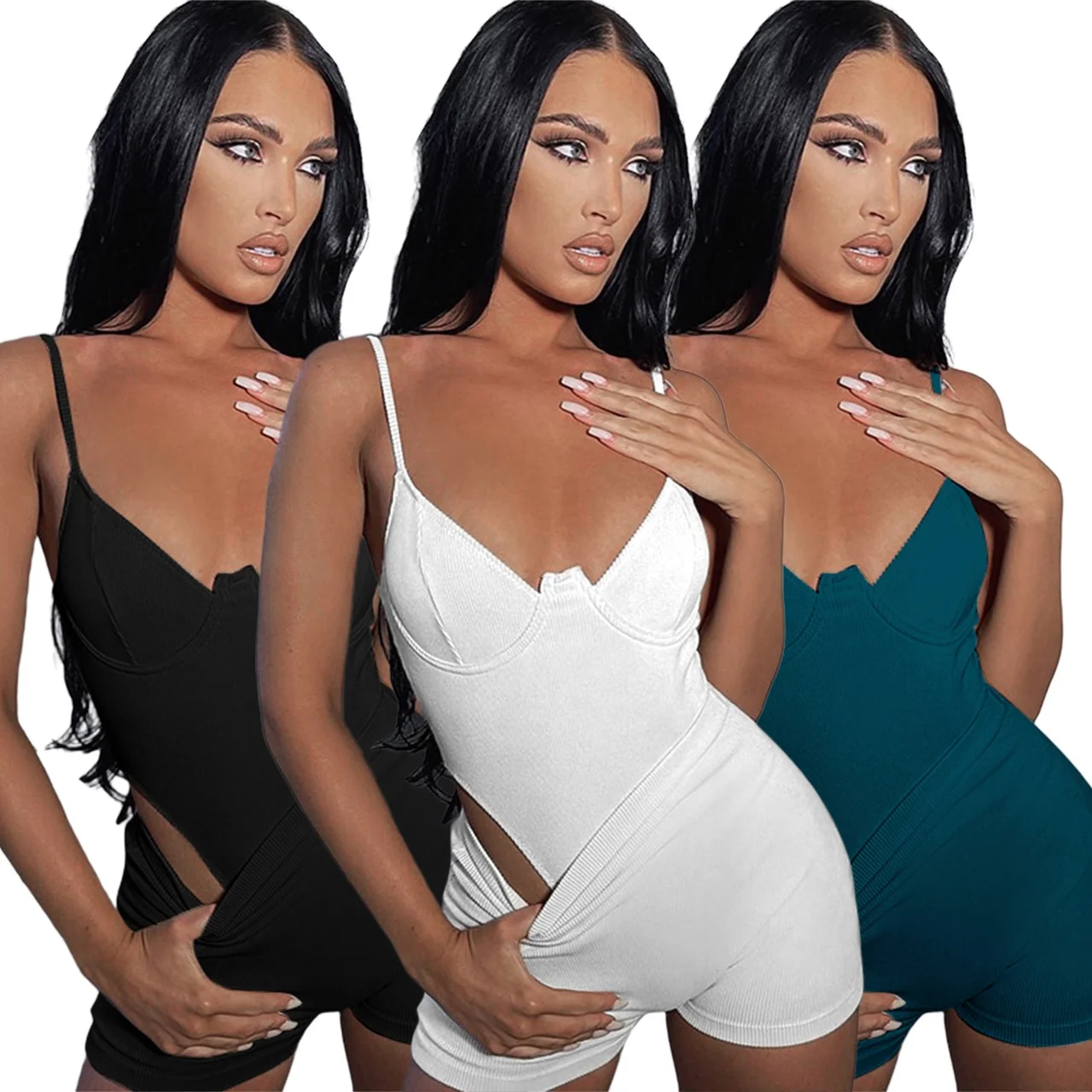 2022 New Arrivals Sexy Solid V Neck Strap Ribbed Bodysuit 2 Piece Casual Shorts Two Piece Short Pants Set Women Clothing
2022 New Arrivals Sexy Solid V Neck Strap Ribbed Bodysuit 2 Piece Casual Shorts Two Piece Short Pants Set Women Clothing