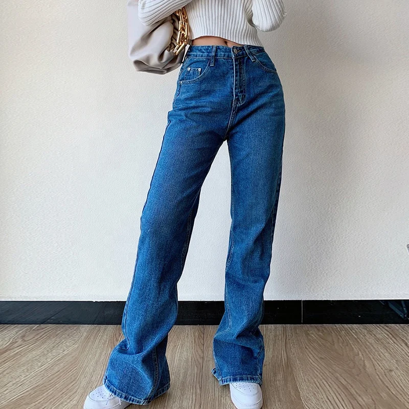 New Design Women's Flared Super Fly Jeans High Waist Fashion Wide Leg Split Denim Trousers Female Baggy Mom bootcut Jeans, Black/blue/light blue
New Design Women's Flared Super Fly Jeans High Waist Fashion Wide Leg Split Denim Trousers Female Baggy Mom bootcut Jeans, Black/blue/light blue