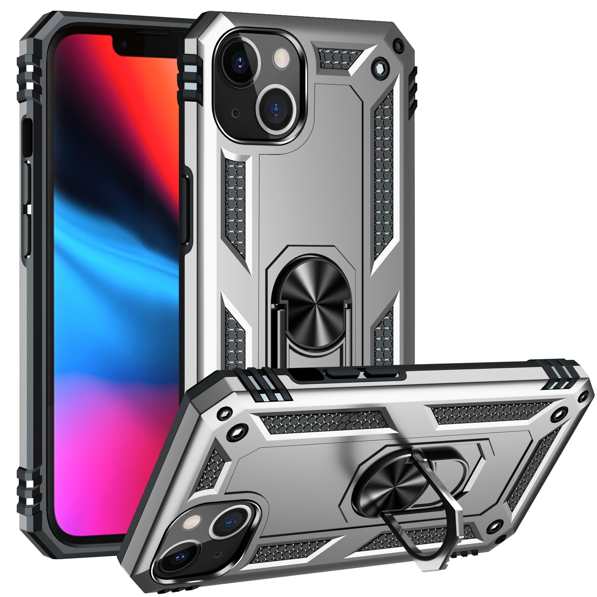 For iPhone 13 Luxury 360 Full Protective Armor Mobile Accessories Phone Case With Ring Holder Kickstand Cases For iPhone 13, 4 colors
For iPhone 13 Luxury 360 Full Protective Armor Mobile Accessories Phone Case With Ring Holder Kickstand Cases For iPhone 13, 4 colors