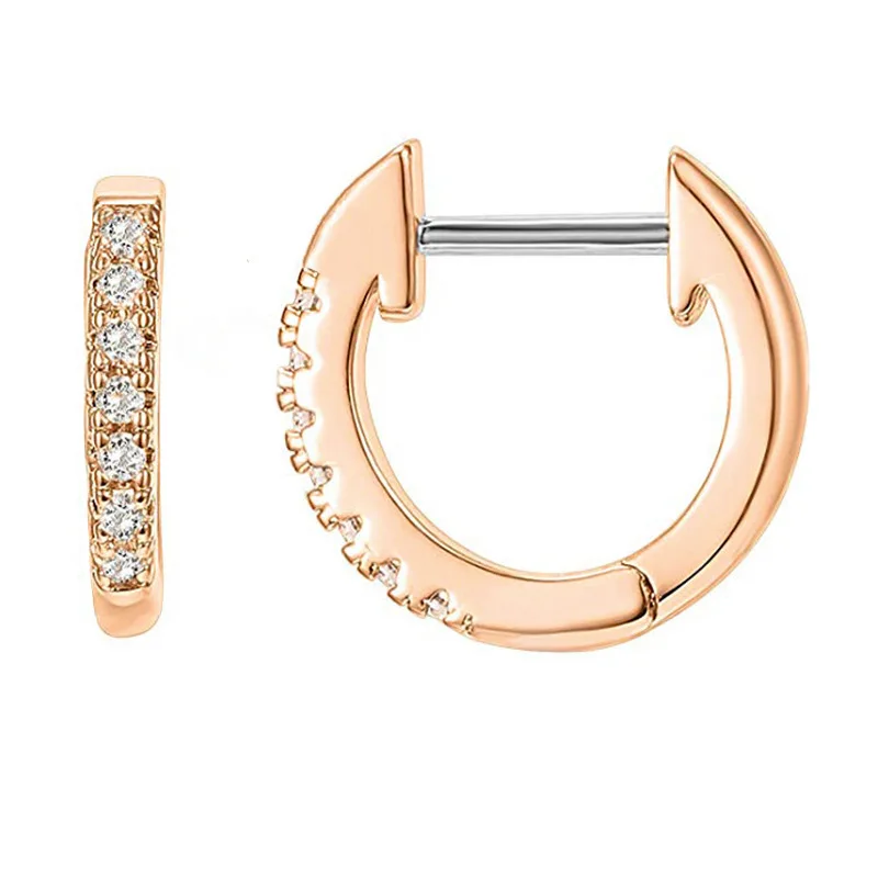 

Amazon Hot Sale 14K Gold Plated Cubic Zircon Cuff Women Earrings Wholesale Huggie Hoop Stainless Steel Earrings