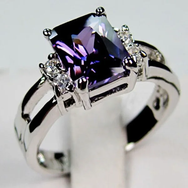 Classic White Gold Plated Purple Amethyst Black Gemstone Square Cubic Zirconia Engagement Wedding Ring, Purple;black
Classic White Gold Plated Purple Amethyst Black Gemstone Square Cubic Zirconia Engagement Wedding Ring, Purple;black