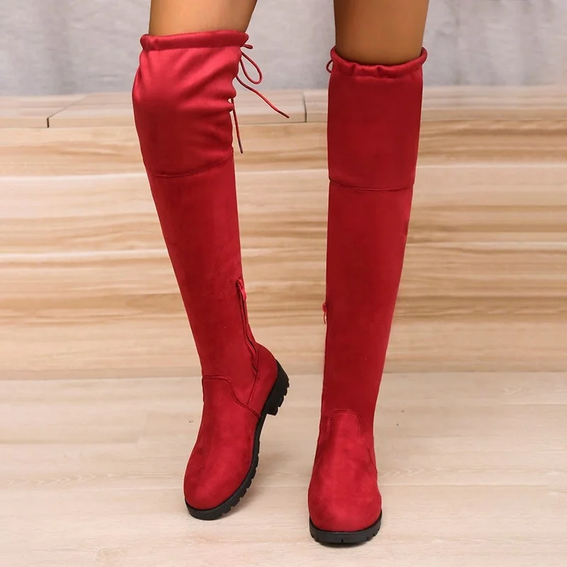 Women No Heel Fall Stretch Thigh High Boots Flat Over The Knee Suede Boots, Black, grey, red
Women No Heel Fall Stretch Thigh High Boots Flat Over The Knee Suede Boots, Black, grey, red