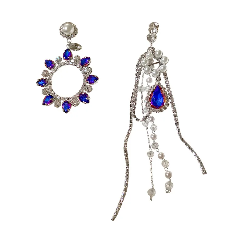 Vintage 925 Sterling Silver Needle Blue Crystal Pearl Dangle Earrings Long Tassel Asymmetry Drop Earrings
Vintage 925 Sterling Silver Needle Blue Crystal Pearl Dangle Earrings Long Tassel Asymmetry Drop Earrings