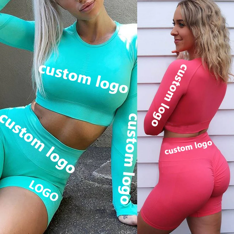 Free Shipping best-selling pure color 2 piece sports shorts long-sleeve yoga suit fitness suit custom logo, Multi color optional 
Free Shipping best-selling pure color 2 piece sports shorts long-sleeve yoga suit fitness suit custom logo, Multi color optional