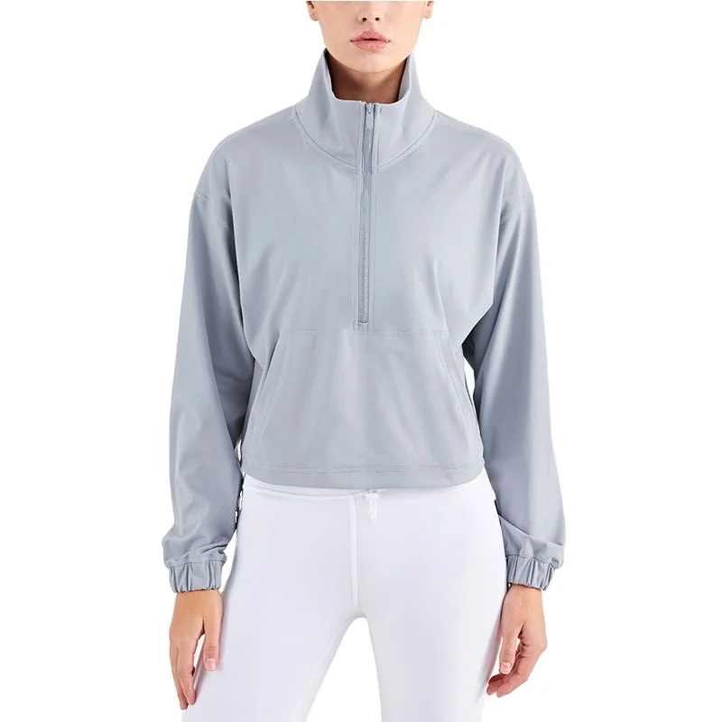 Cropped Workout Tops for Women Half Zip Sweatshirt Seamless Lightweight Shirt Slim Fit Yoga Jacket, Solid color
Cropped Workout Tops for Women Half Zip Sweatshirt Seamless Lightweight Shirt Slim Fit Yoga Jacket, Solid color