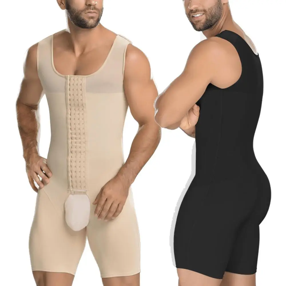 

Men's Tummy Control Shape Tight Vest Open Crotch Adjustable Breathable Body Shaper, Black skin