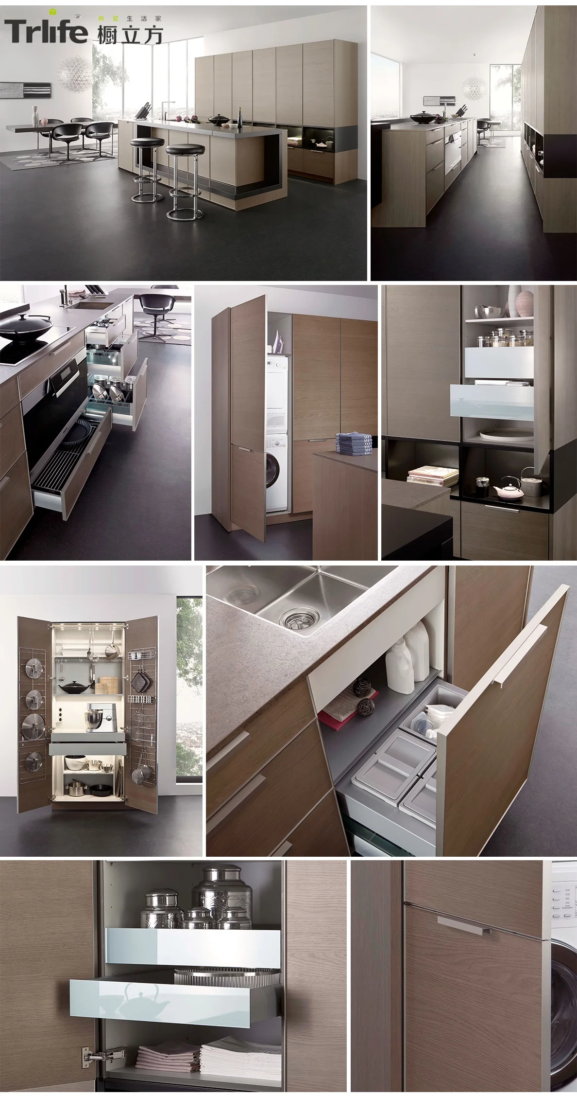 Customized European modern style kitchen cabinet melamine kitchen cabinet furniture island design modular kitchen cabinets